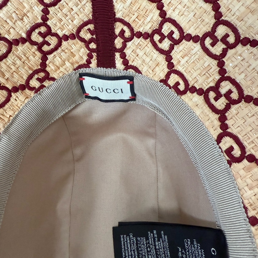Gucci Beige and Red Patterned Hat